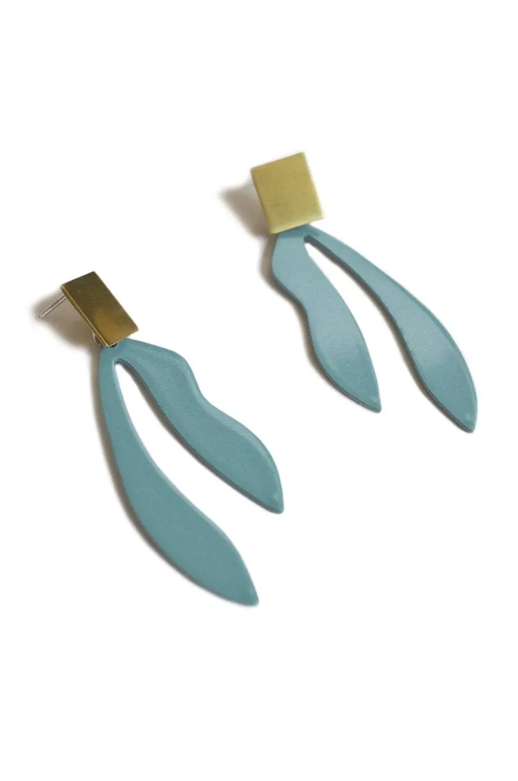 Natalie Joy Palm Earrings (Vintage Teal & Brass)