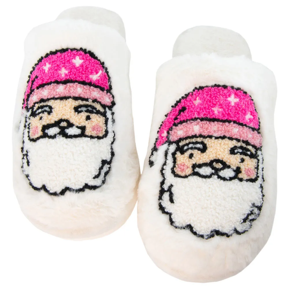 Pink Santa Face Happy Feet Wholesale Slippers