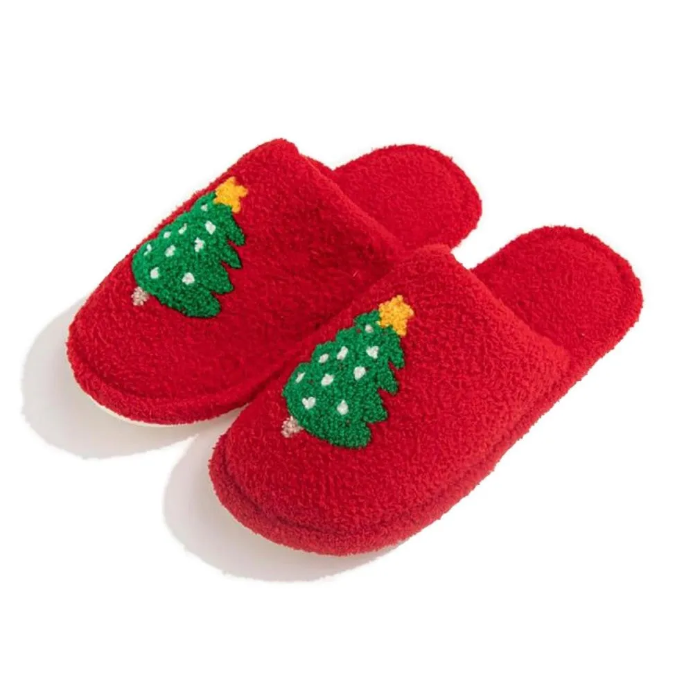 Plush Christmas Tree Slide On Slippers