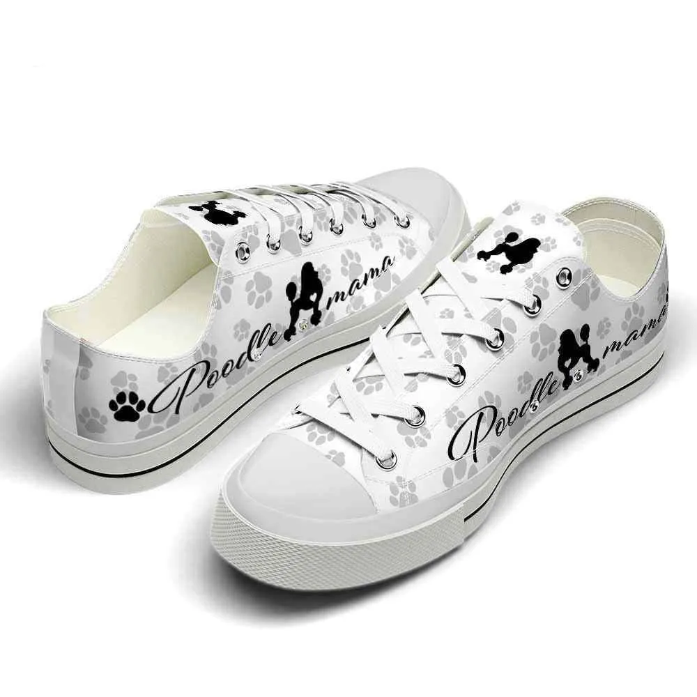 Poodle Paws Pattern Low Top Shoes - Happy International Dog Day Canvas Sneaker, Dog Printed Shoes, Canvas Shoes For Men, Women