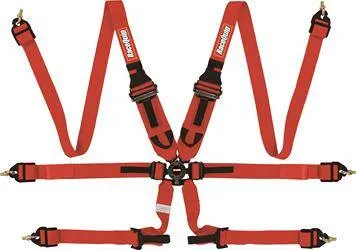 RaceQuip Camlock 6-Point HANS/HNR Harness - 2" Lap/Shoulder - Pull Down Lap - Red - FIA 8853-2016