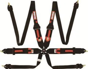 RaceQuip Camlock 6-Point Harness - HANS Ready - FIA 8853-2016 - Pull-Up Lap Belt - Black