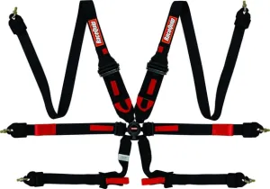 RaceQuip FIA 6 Point Camlock Harness Set - Black - 3 in.Â to 2 in. HANS/FHR Shoulders - 855005