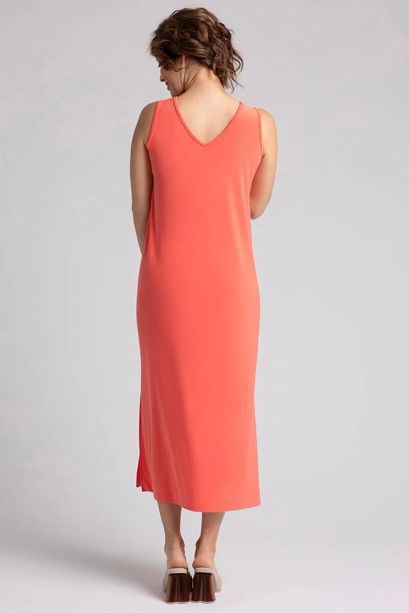 Reversible Slit Tank Dress | Coral