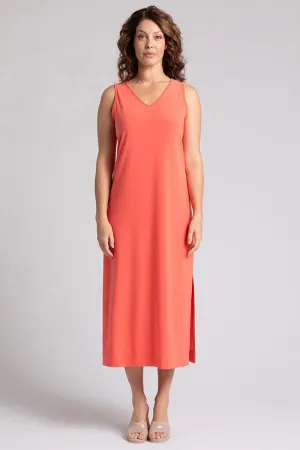 Reversible Slit Tank Dress | Coral