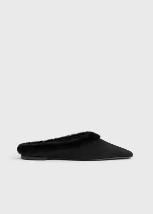 Shearling-edge slippers black