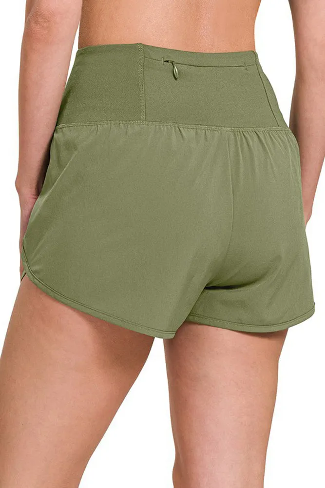 Shorts in Lt Olive by Zenana