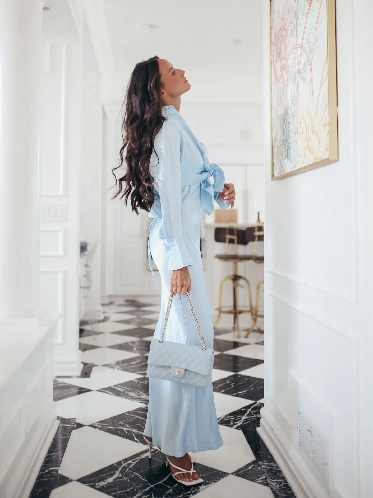 Sky Blue Satin Deconstructed Shirt