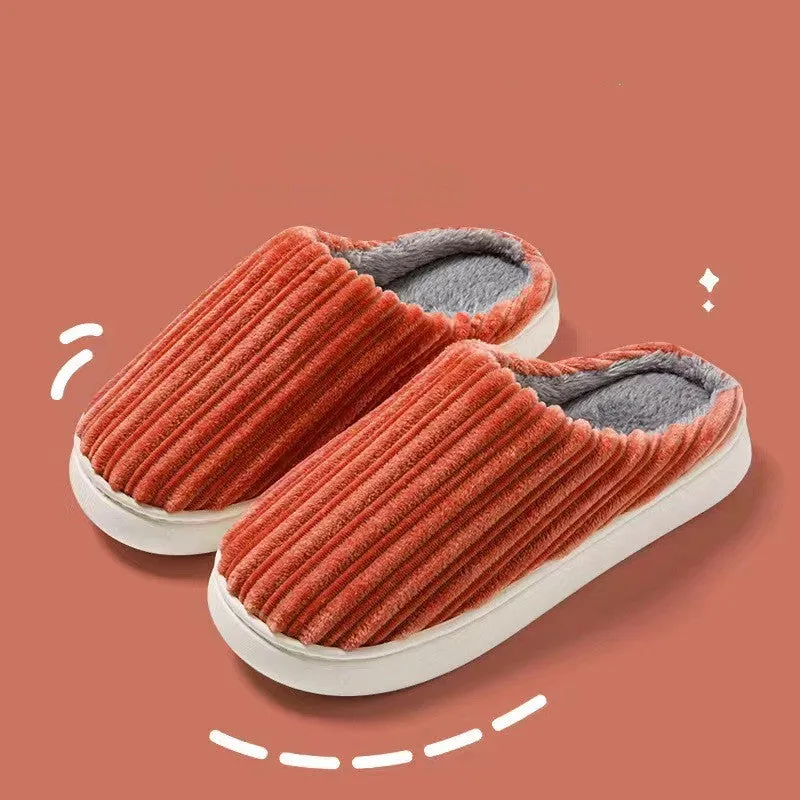 Striped Thick Fleece Warm Slippers