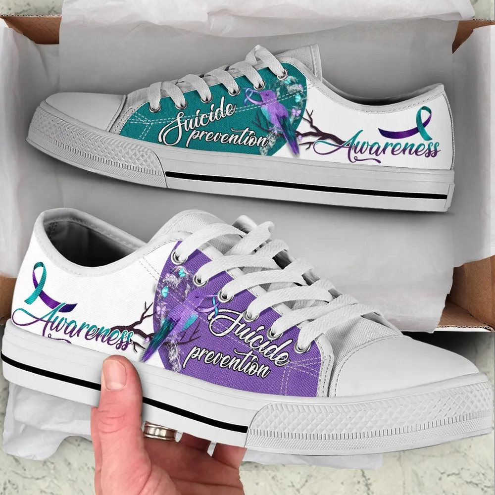 Suicide Prevention Shoes Hummingbird Low Top Shoes , Low Top Sneaker, Low Top Canvas Shoes