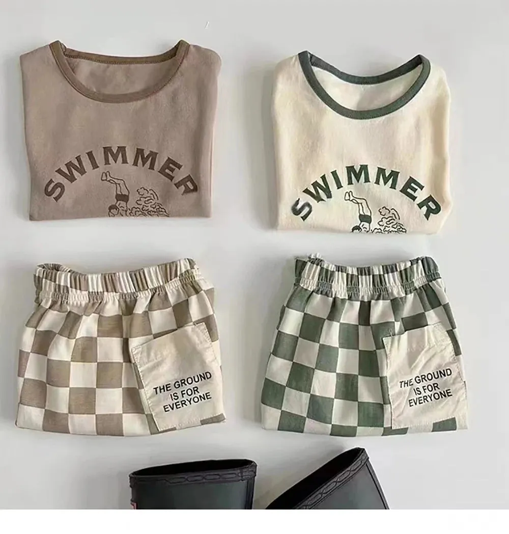 'SWIMMER SURFING' Lightweight Tee & Shorts Set