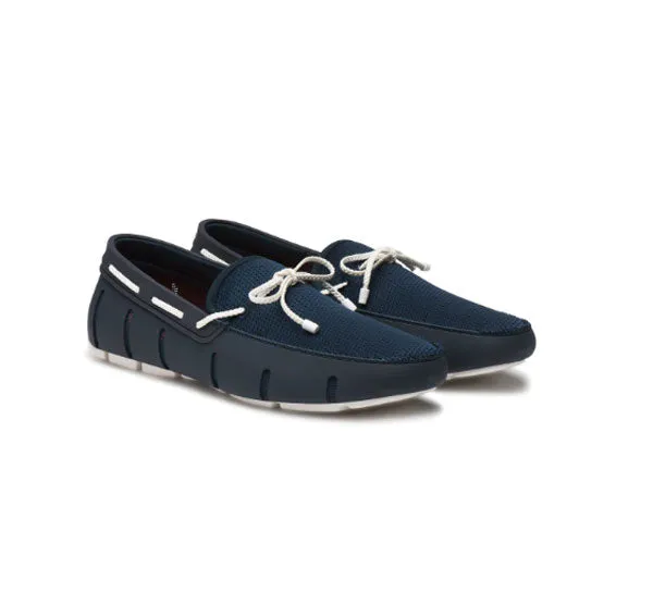 SWIMS Braided Lace Loafer Boat Shoes Navy / White