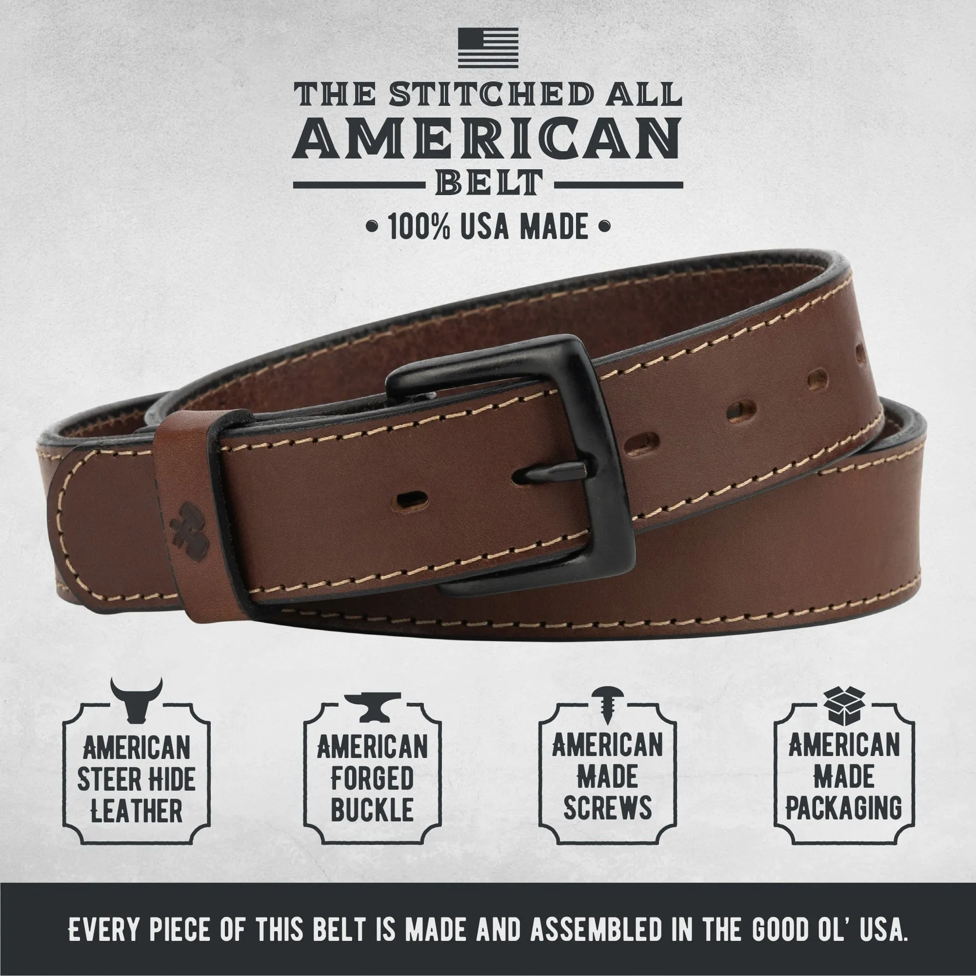 The All American Stitched Leather Belt