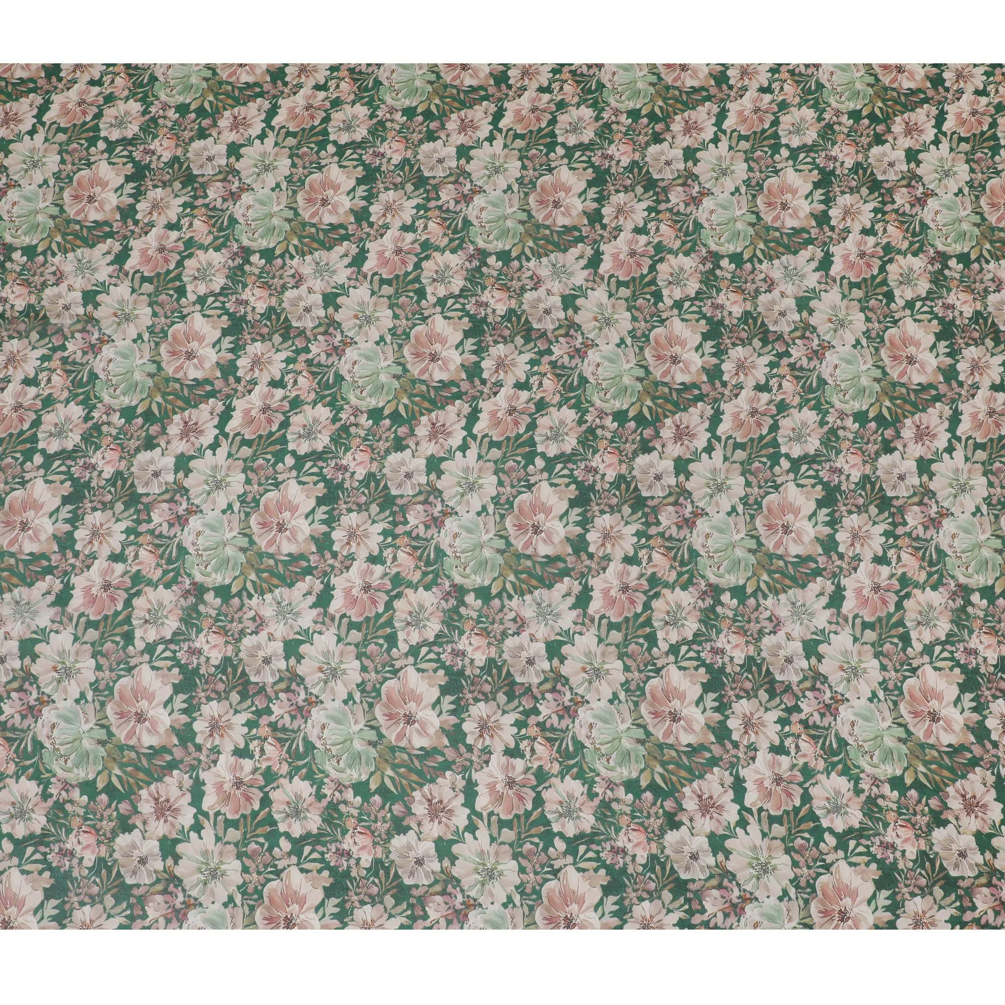 Verdant Blossom Viscose Crepe Fabric - 110cm Wide, Lush Floral Print, Online Shopping-D18108