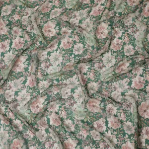 Verdant Blossom Viscose Crepe Fabric - 110cm Wide, Lush Floral Print, Online Shopping-D18108