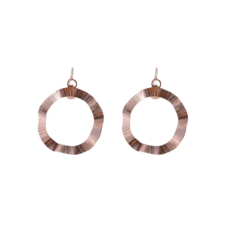 Wavy Round Rose Gold Earrings