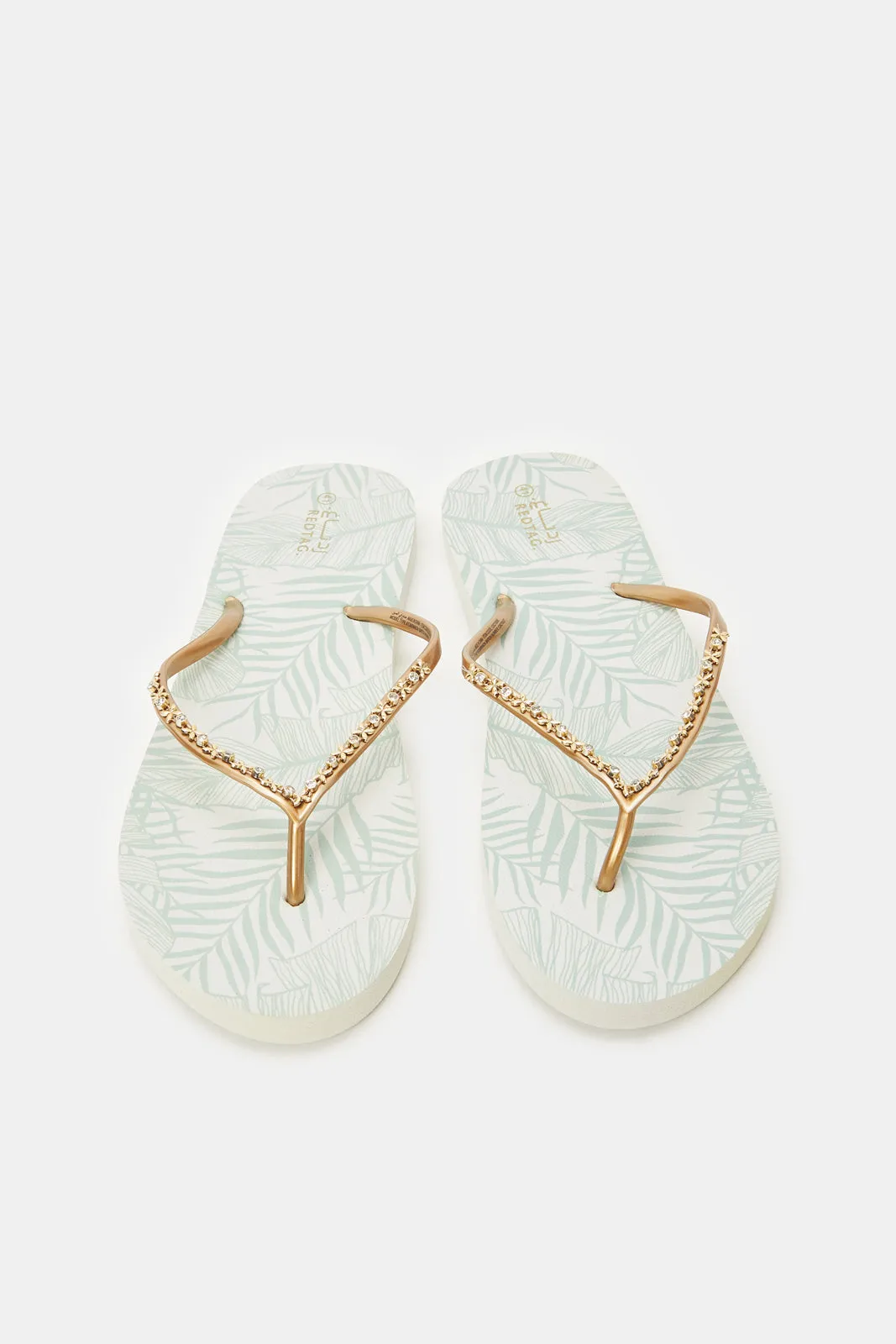 Women Gold Embellished Flip Flop