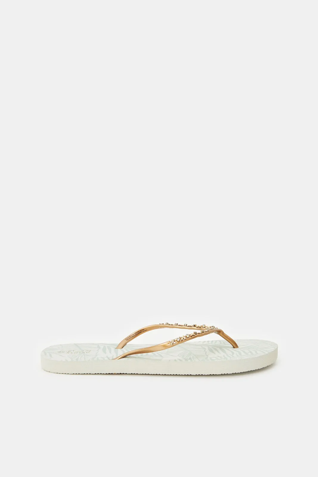 Women Gold Embellished Flip Flop