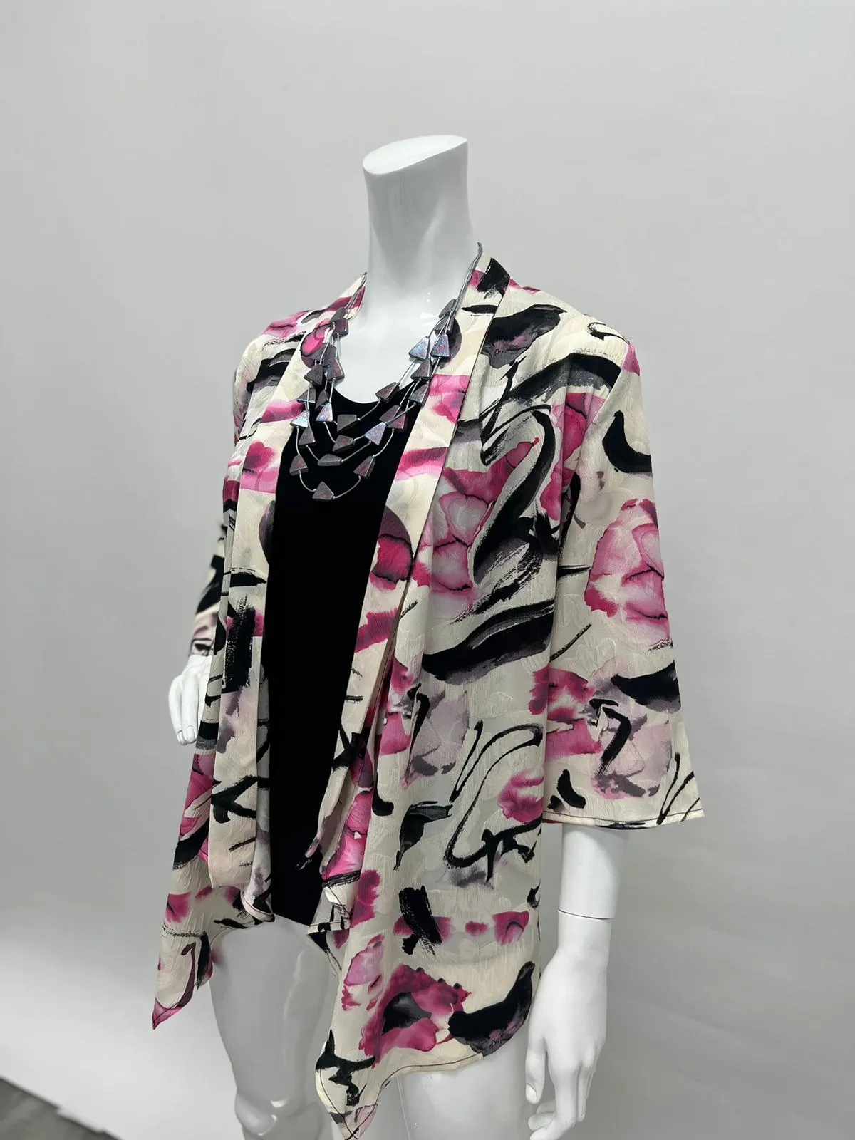 Women's Ivory Fuchsia Jacquard Cardigan  | LIOR