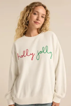 Z SUPPLY - HOLLY CREWNECK EMBROIDERED SWEATSHIRT